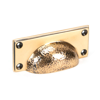 From The Anvil 46040 - Polished Bronze Hammered Art Deco Drawer Pull  #finish_polished-bronze