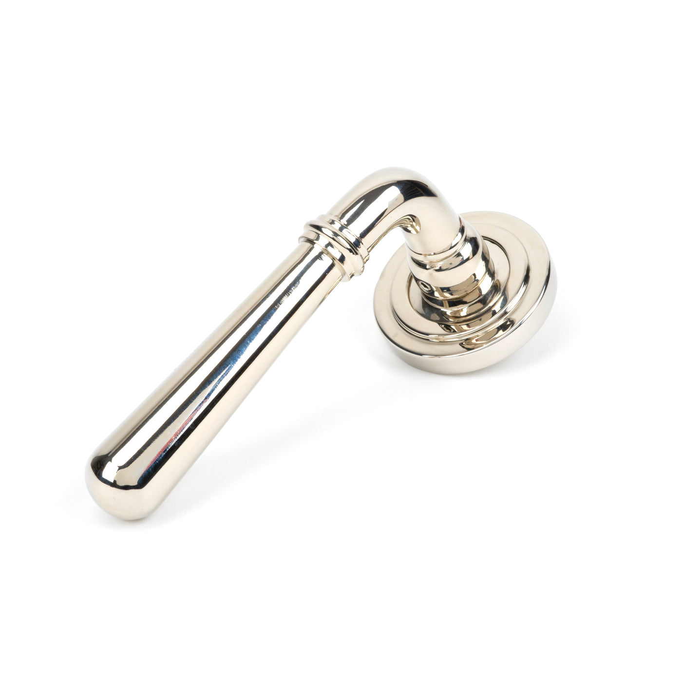 From The Anvil 46058 - Polished Nickel Newbury Lever on Rose Set (Art Deco) #finish_polished-nickel