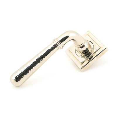 From The Anvil 46080 - Pol. Nickel Hammered Newbury Lever on Rose Set (Square) #finish_polished-nickel