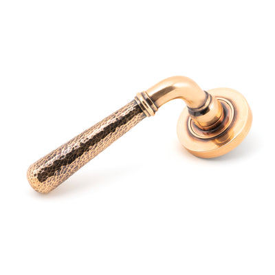 From The Anvil 46085 - Pol. Bronze Hammered Newbury Lever on Rose Set (Plain) #finish_polished-bronze