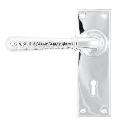 From The Anvil 46213 - Polished Chrome Hammered Newbury Lever Lock Set #finish_polished-chrome