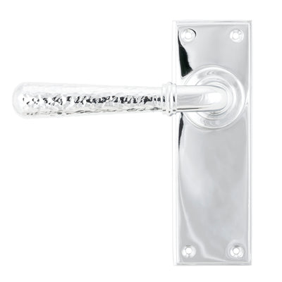 From The Anvil 46214 - Polished Chrome Hammered Newbury Lever Latch Set #finish_polished-chrome