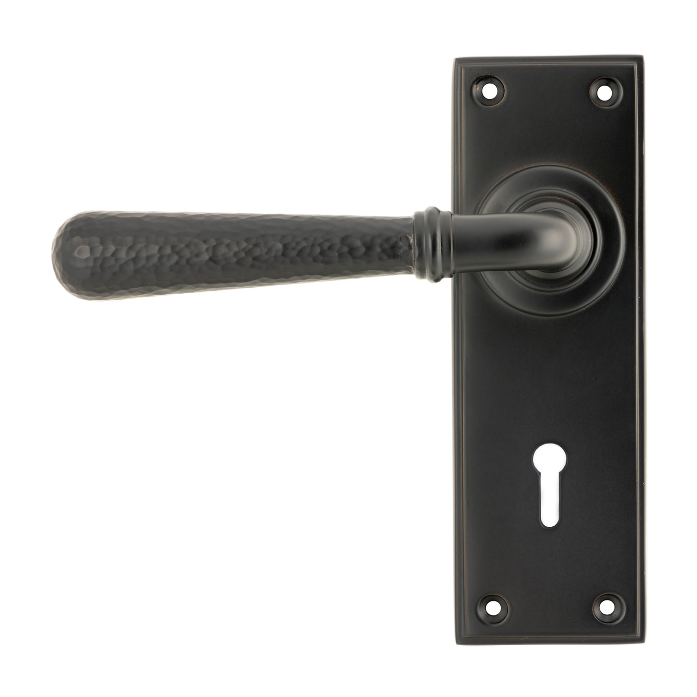 From The Anvil 46221 - Aged Bronze Hammered Newbury Lever Lock Set #finish_aged-bronze