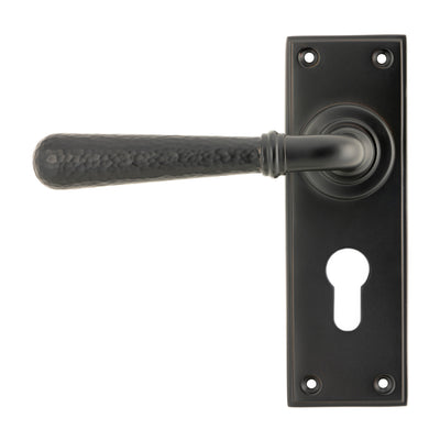 From The Anvil 46224 - Aged Bronze Hammered Newbury Lever Euro Lock Set #finish_aged-bronze