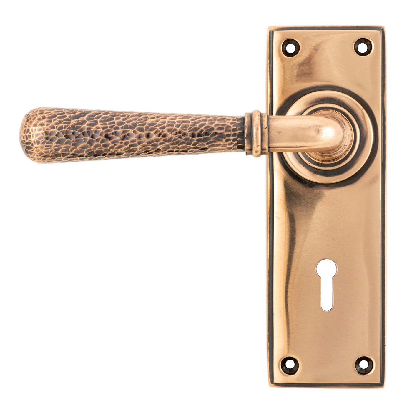 From The Anvil 46225 - Polished Bronze Hammered Newbury Lever Lock Set #finish_polished-bronze