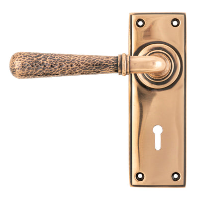 From The Anvil 46225 - Polished Bronze Hammered Newbury Lever Lock Set #finish_polished-bronze