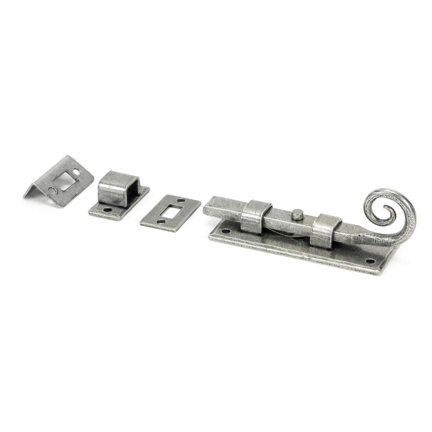 From The Anvil 46238 - Pewter 4" Monkeytail Universal Bolt #finish_pewter-patina