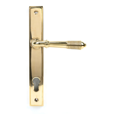 From The Anvil 46545 - Polished Brass Reeded Slimline Lever Espag. Lock Set #finish_polished-brass