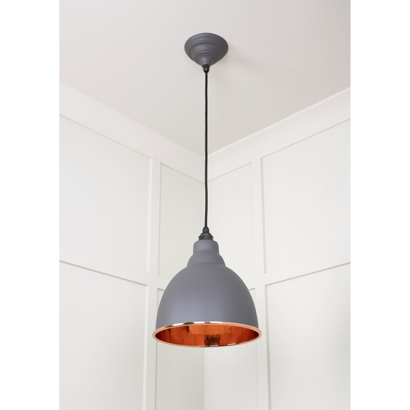 From The Anvil 49500BL - Hammered Copper Brindley Pendant in Bluff #finish_bluff