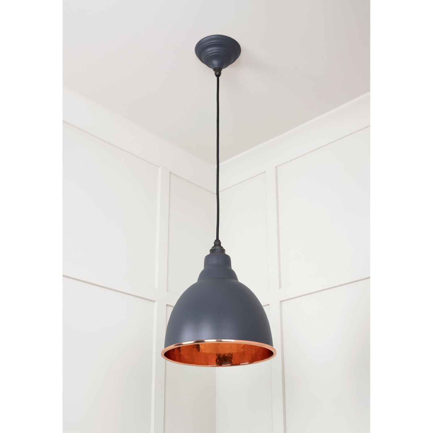 From The Anvil 49500SL - Hammered Copper Brindley Pendant in Slate #finish_slate