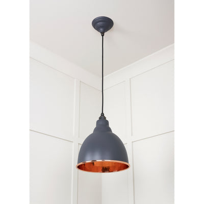 From The Anvil 49500SL - Hammered Copper Brindley Pendant in Slate #finish_slate