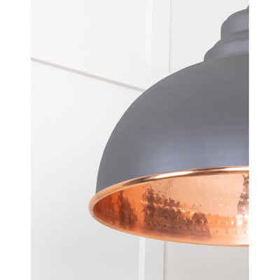 From The Anvil 49501BL - Hammered Copper Harborne Pendant in Bluff #finish_bluff