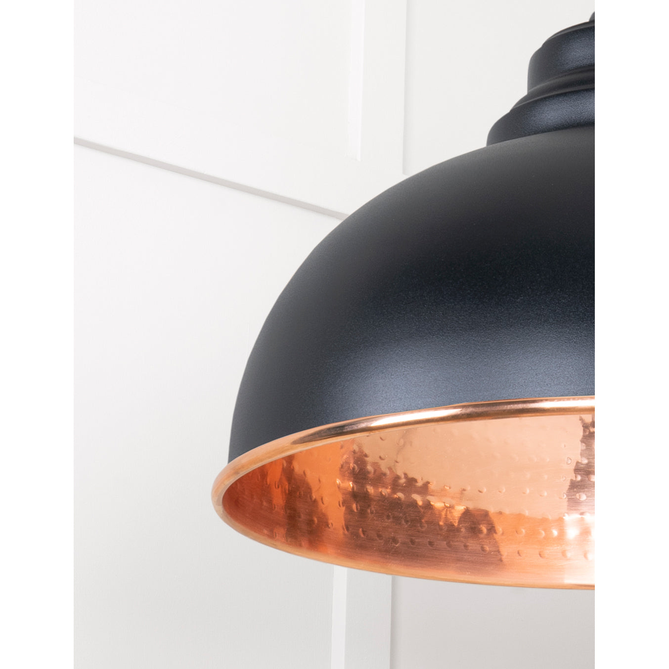 From The Anvil 49501EB - Hammered Copper Harborne Pendant in Elan Black #finish_elan-black