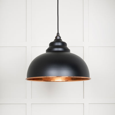 From The Anvil 49501EB - Hammered Copper Harborne Pendant in Elan Black  #finish_elan-black