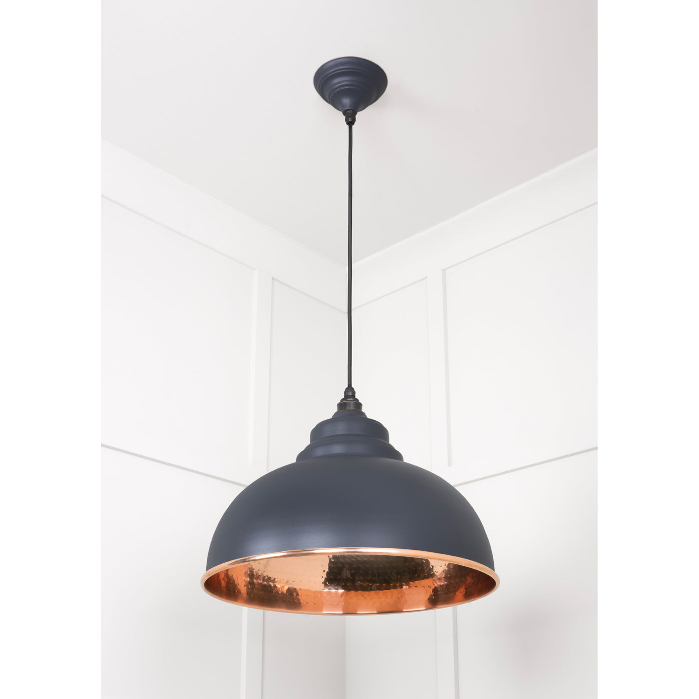 From The Anvil 49501SL - Hammered Copper Harborne Pendant in Slate #finish_slate