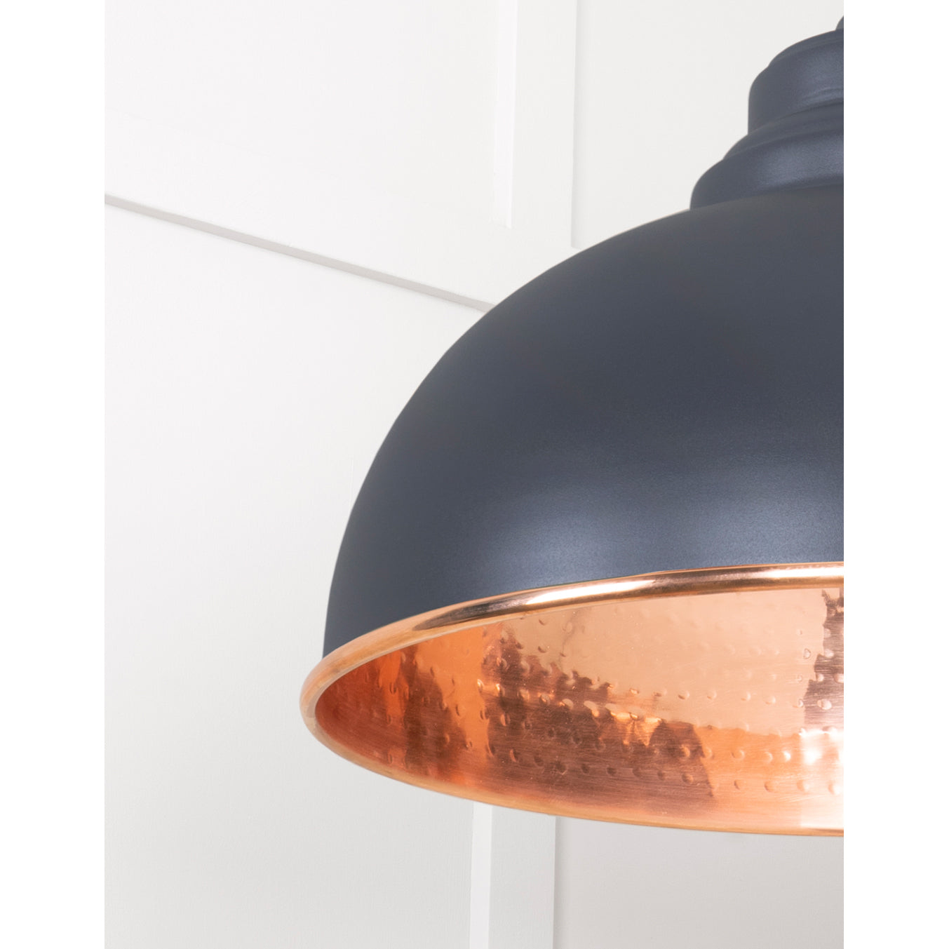 From The Anvil 49501SL - Hammered Copper Harborne Pendant in Slate #finish_slate