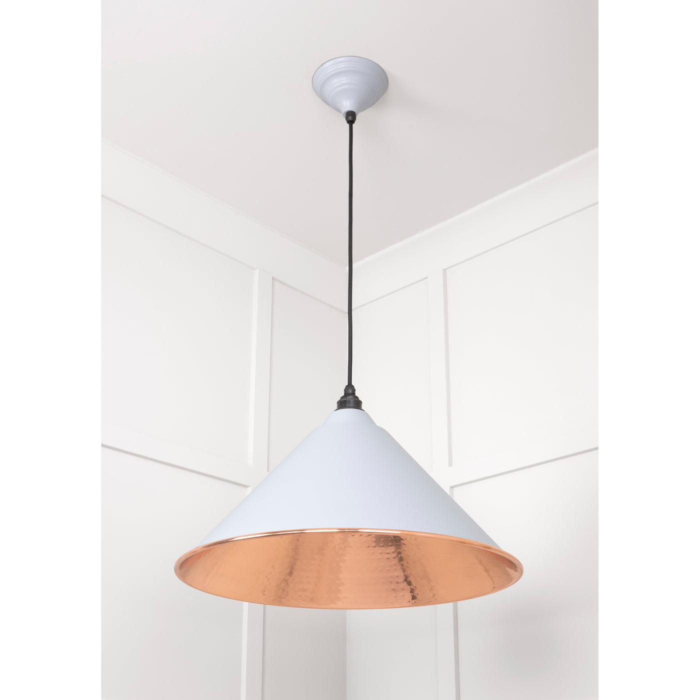 From The Anvil 49503BI - Hammered Copper Hockley Pendant in Birch #finish_birch