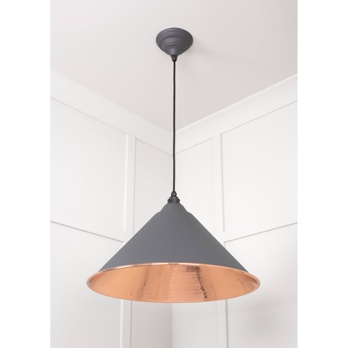 From The Anvil 49503BL - Hammered Copper Hockley Pendant in Bluff #finish_bluff