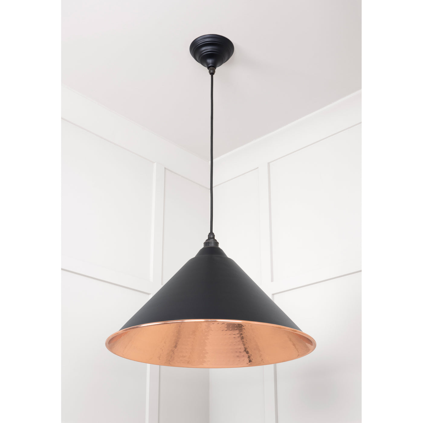 From The Anvil 49503EB - Hammered Copper Hockley Pendant in Elan Black #finish_elan-black