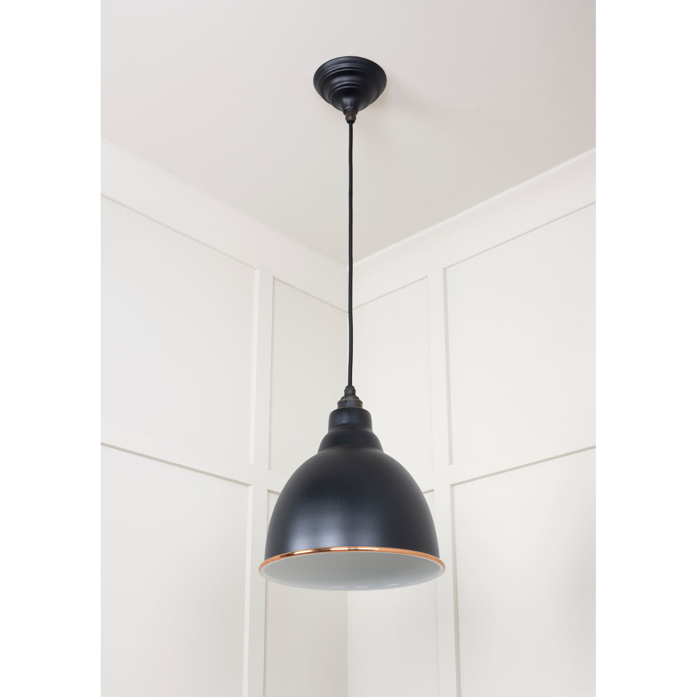 From The Anvil 49507EB - White Gloss Brindley Pendant in Elan Black #finish_elan-black