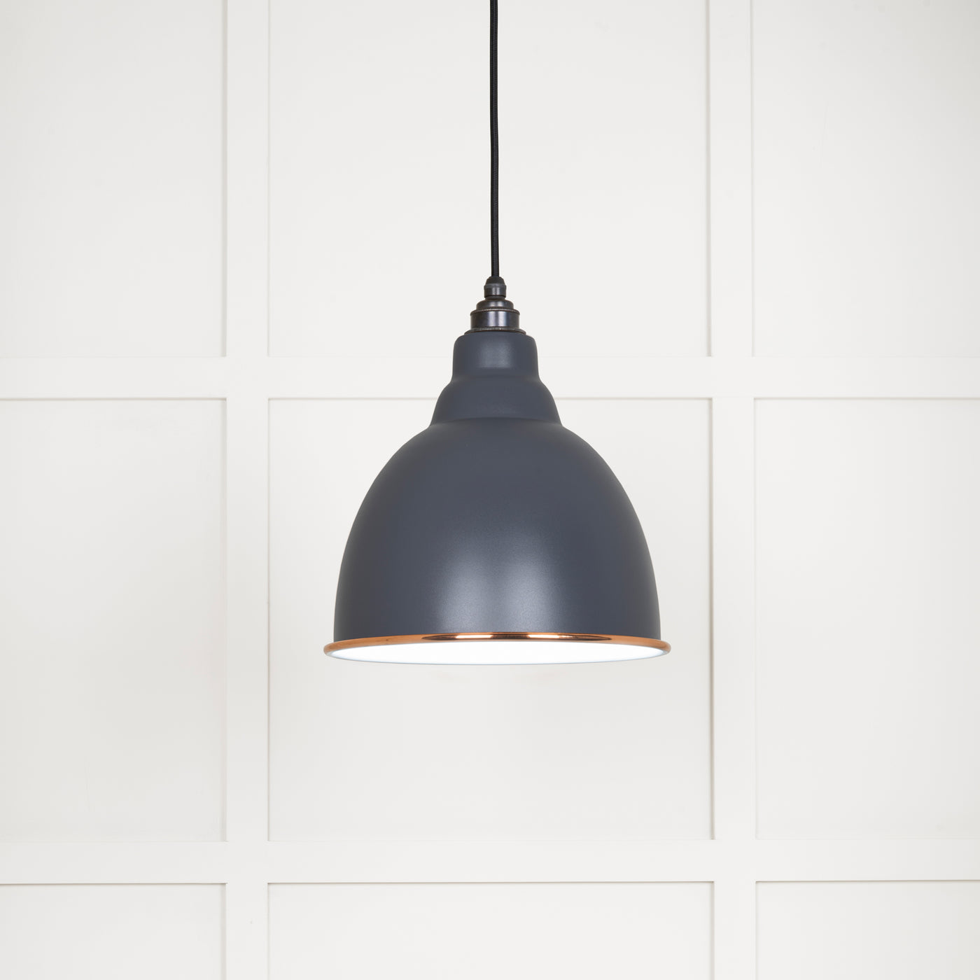 From The Anvil 49507SL - White Gloss Brindley Pendant in Slate  #finish_slate