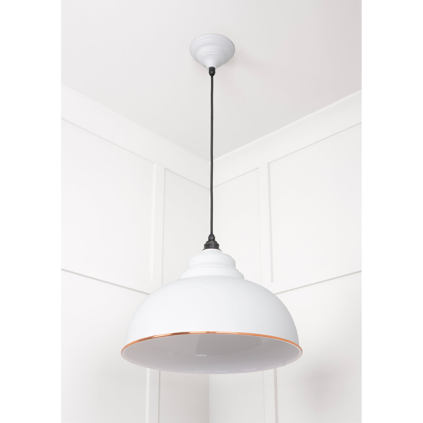 From The Anvil 49508F - White Gloss Harborne Pendant in Flock #finish_flock