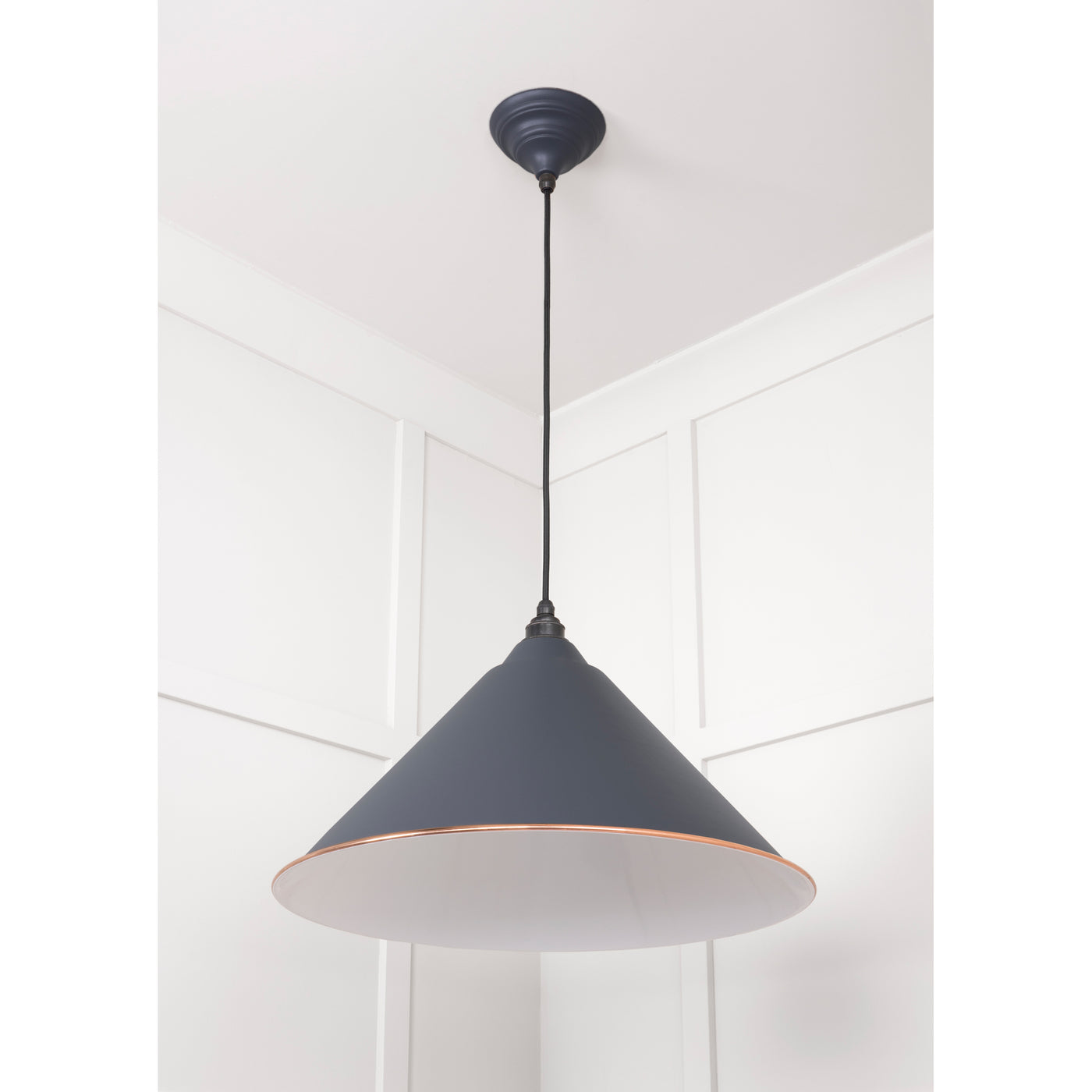 From The Anvil 49510SL - White Gloss Hockley Pendant in Slate #finish_slate