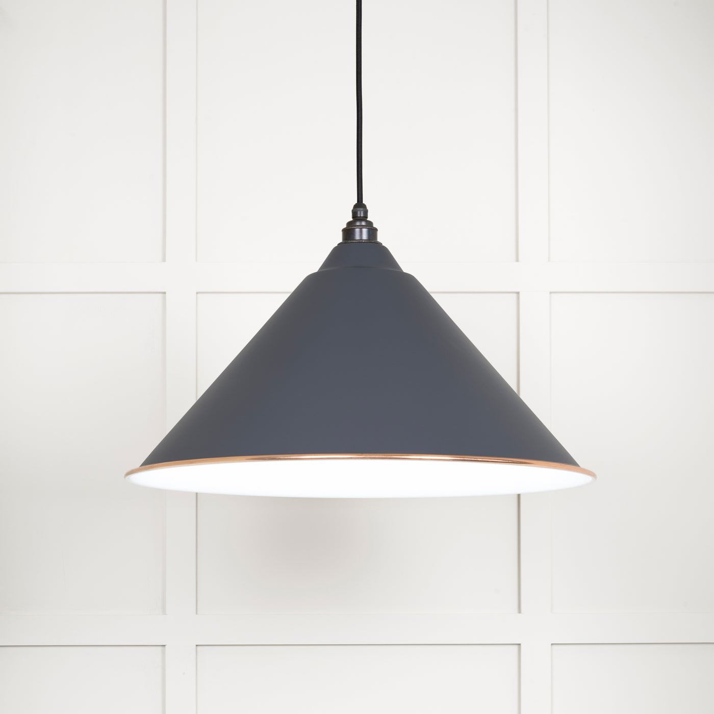 From The Anvil 49510SL - White Gloss Hockley Pendant in Slate  #finish_slate