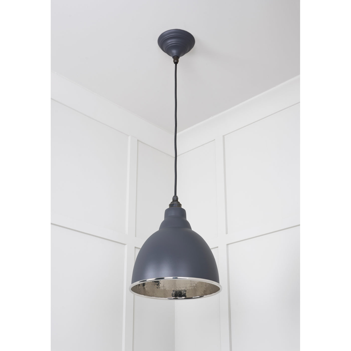 From The Anvil 49511SL - Hammered Nickel Brindley Pendant in Slate #finish_slate