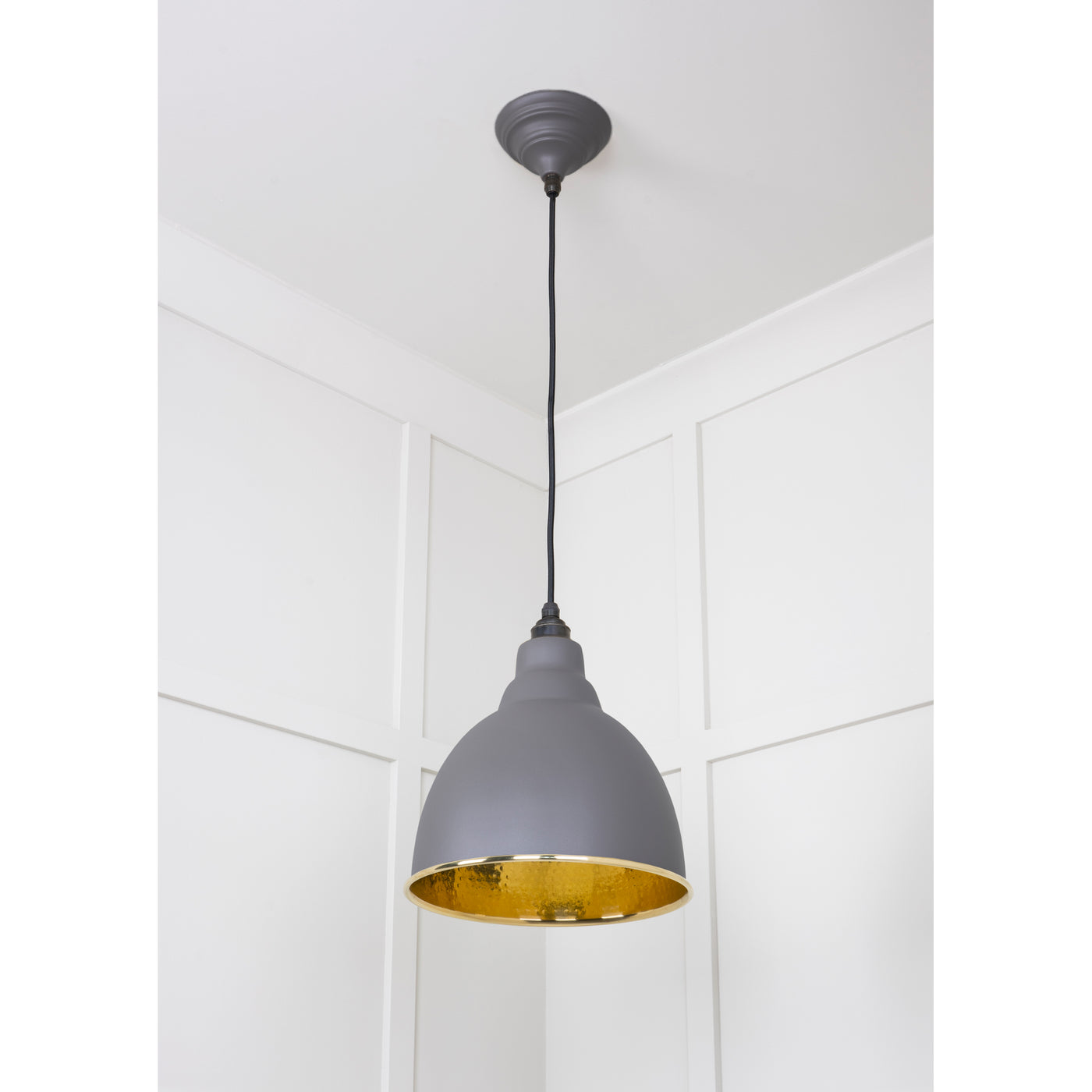 From The Anvil 49517BL - Hammered Brass Brindley Pendant in Bluff #finish_bluff