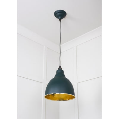 From The Anvil 49517DI - Hammered Brass Brindley Pendant in Dingle #finish_dingle