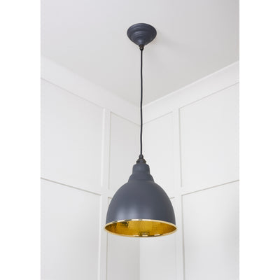 From The Anvil 49517SL - Hammered Brass Brindley Pendant in Slate #finish_slate