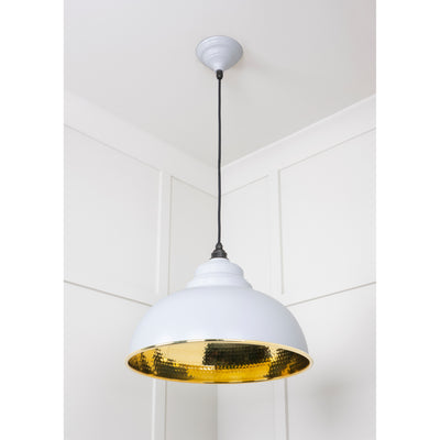 From The Anvil 49521BI - Hammered Brass Harborne Pendant in Birch #finish_birch