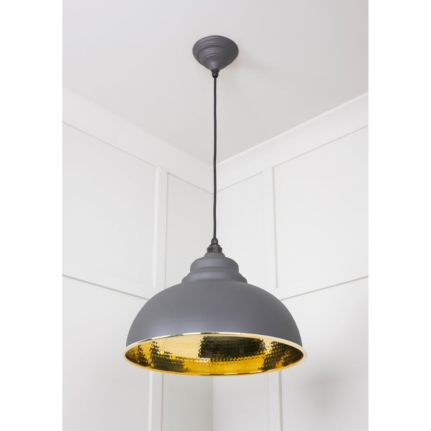 From The Anvil 49521BL - Hammered Brass Harborne Pendant in Bluff #finish_bluff