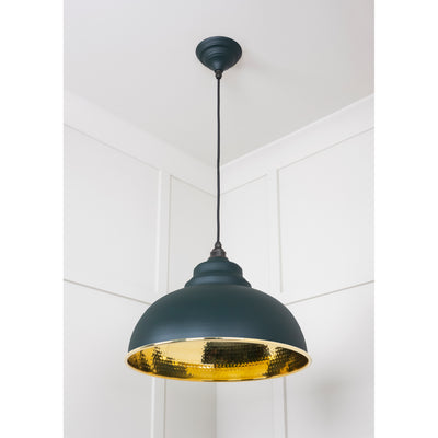 From The Anvil 49521DI - Hammered Brass Harborne Pendant in Dingle #finish_dingle