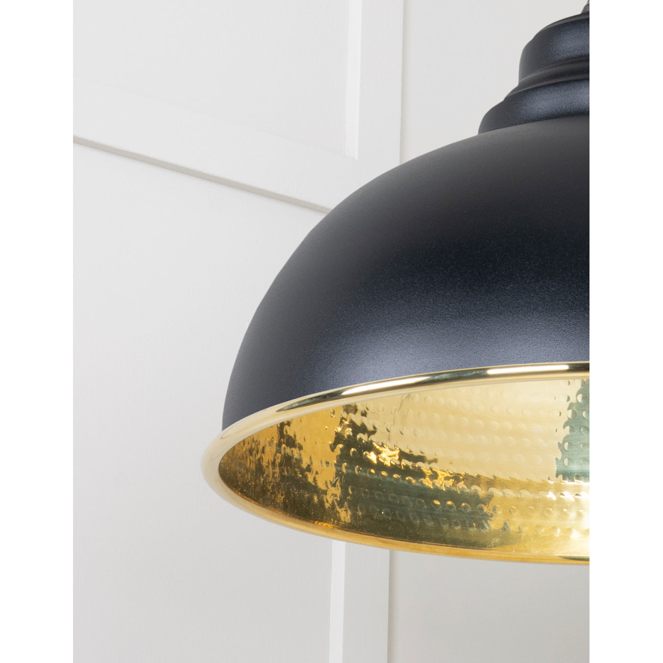 From The Anvil 49521EB - Hammered Brass Harborne Pendant in Elan Black #finish_elan-black