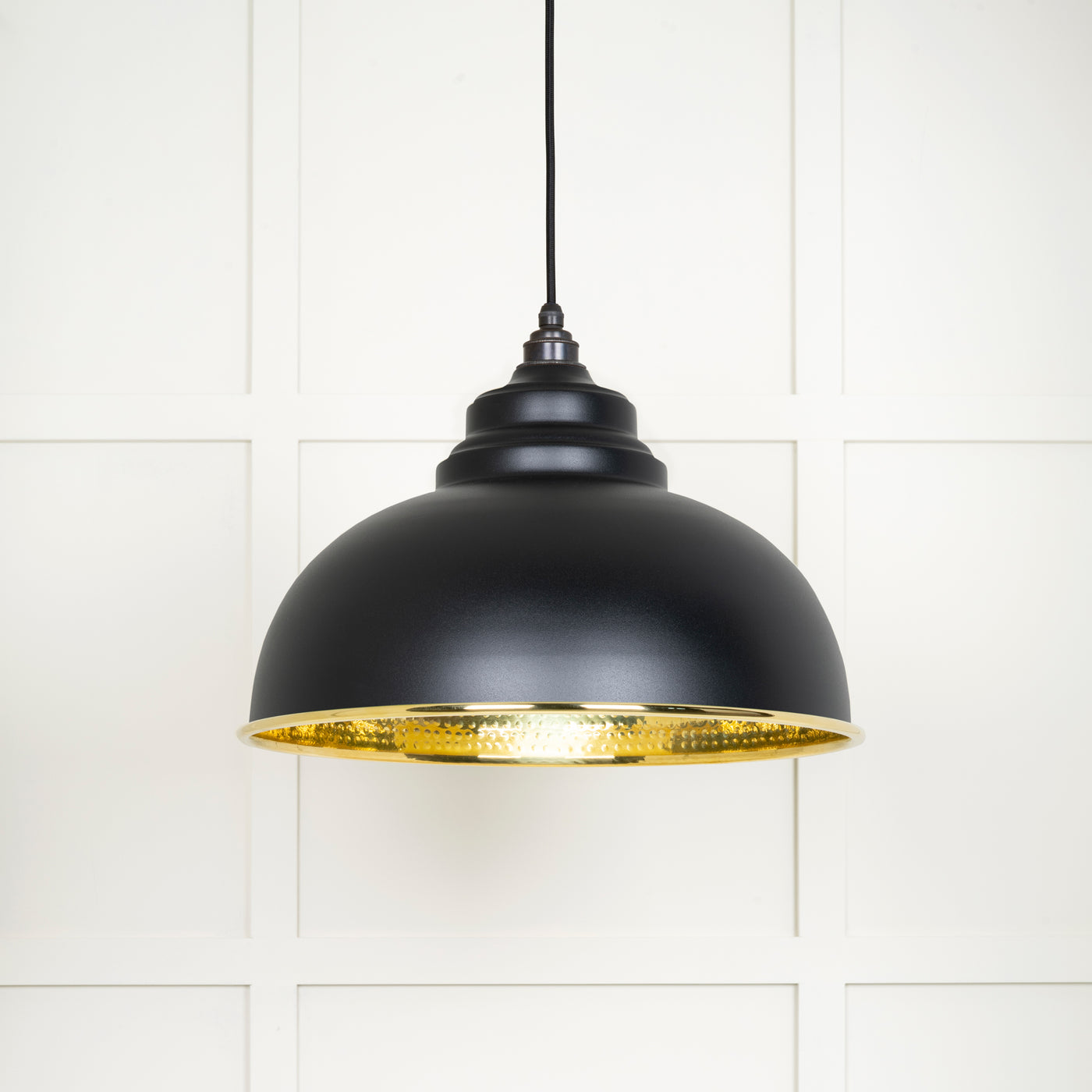 From The Anvil 49521EB - Hammered Brass Harborne Pendant in Elan Black  #finish_elan-black