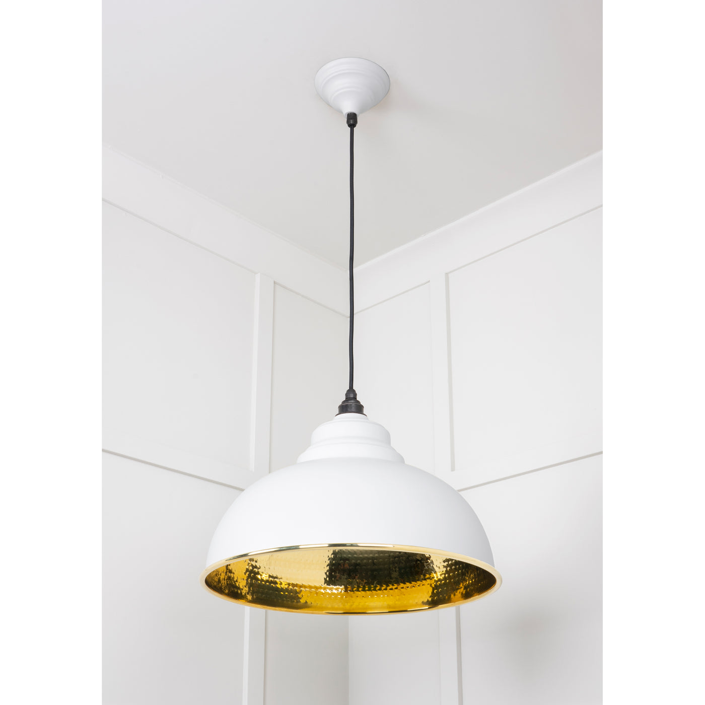 From The Anvil 49521F - Hammered Brass Harborne Pendant in Flock #finish_flock