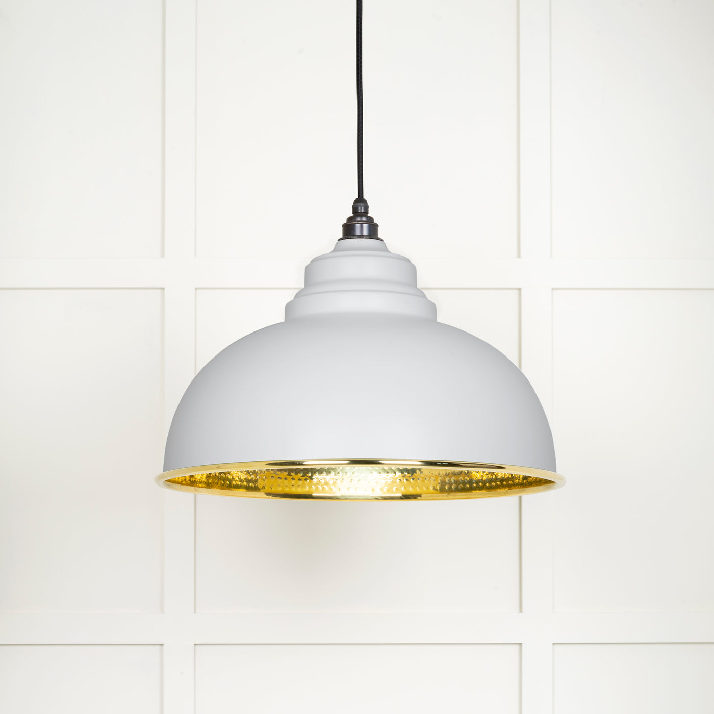 From The Anvil 49521F - Hammered Brass Harborne Pendant in Flock  #finish_flock