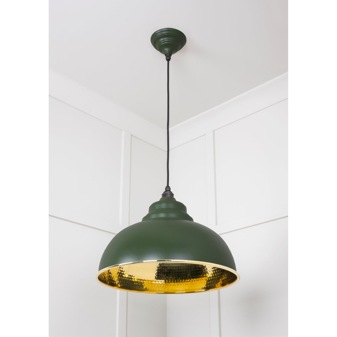 From The Anvil 49521H - Hammered Brass Harborne Pendant in Heath #finish_heath