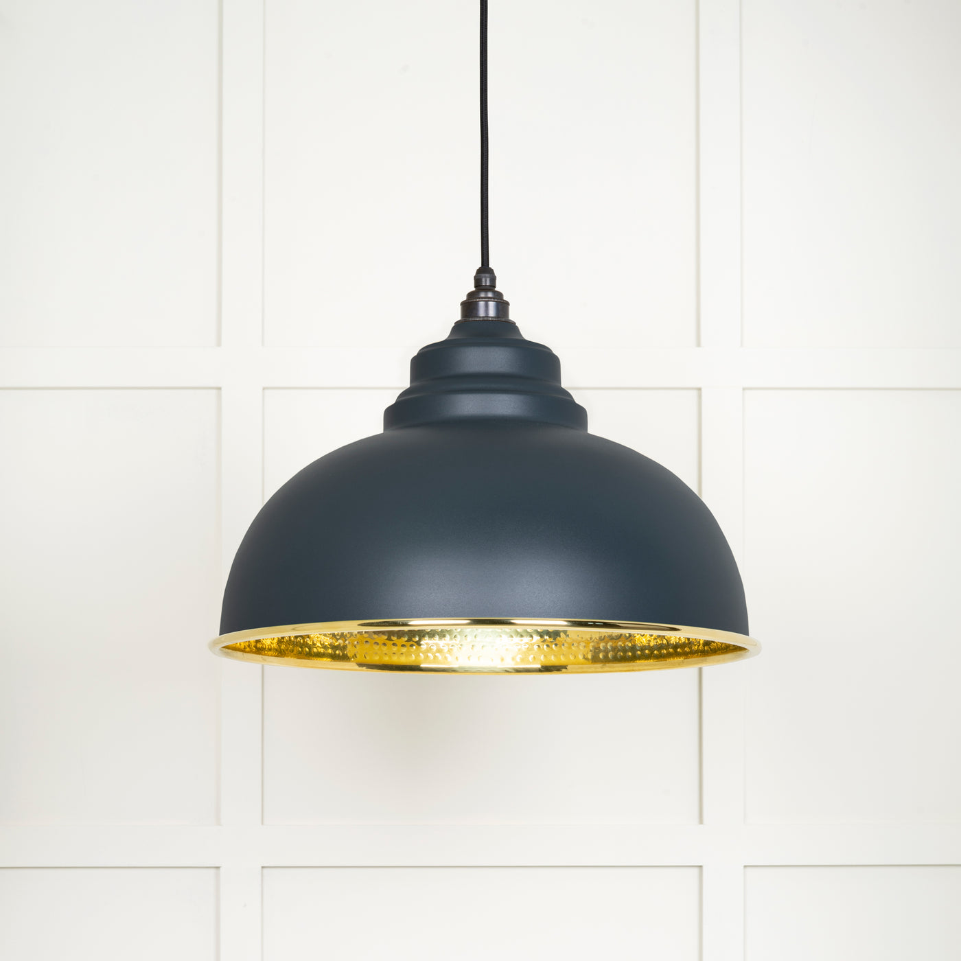 From The Anvil 49521SO - Hammered Brass Harborne Pendant in Soot  #finish_soot