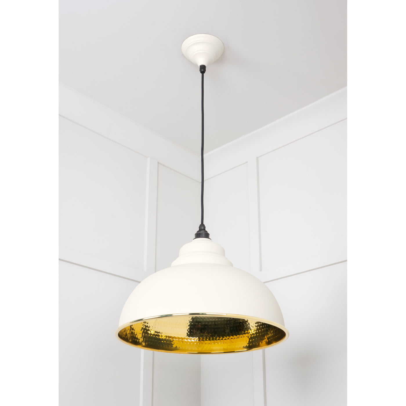 From The Anvil 49521TE - Hammered Brass Harborne Pendant in Teasel #finish_teasel