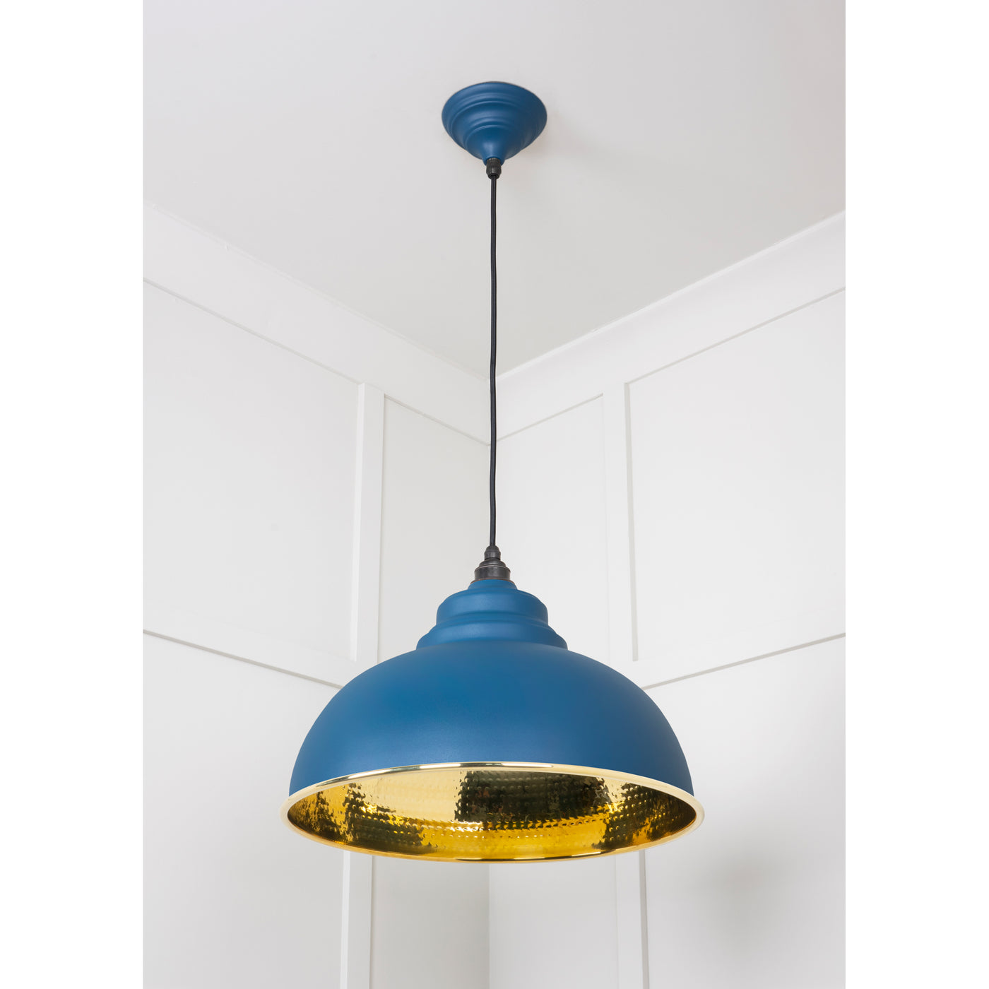 From The Anvil 49521U - Hammered Brass Harborne Pendant in Upstream #finish_upstream