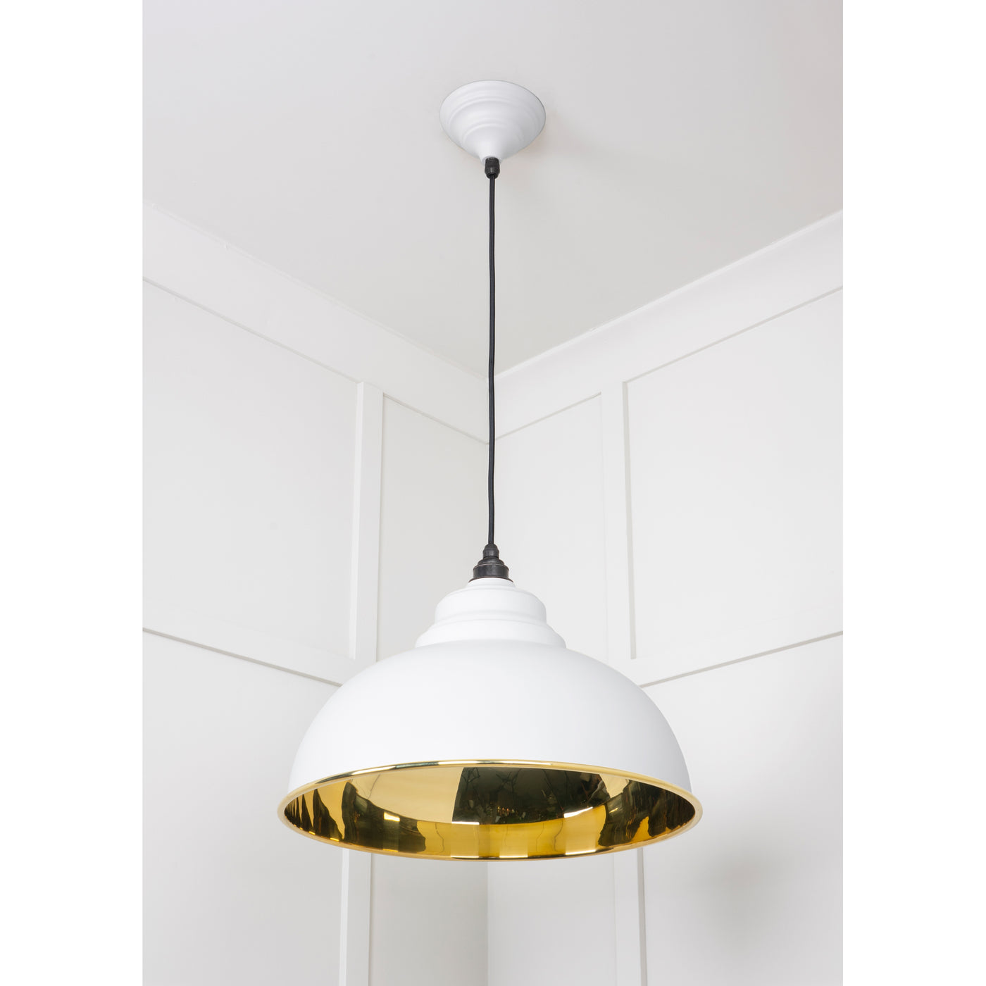 From The Anvil 49522F - Smooth Brass Harborne Pendant in Flock #finish_flock