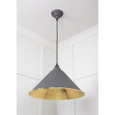 From The Anvil 49523BL - Hammered Brass Hockley Pendant in Bluff #finish_bluff