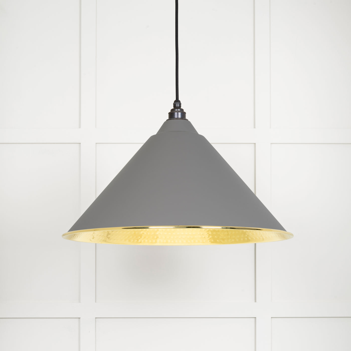 From The Anvil 49523BL - Hammered Brass Hockley Pendant in Bluff  #finish_bluff