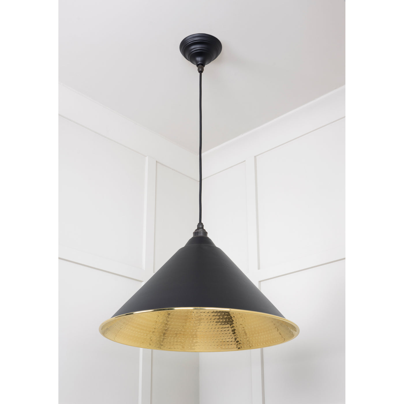 From The Anvil 49523EB - Hammered Brass Hockley Pendant in Elan Black #finish_elan-black