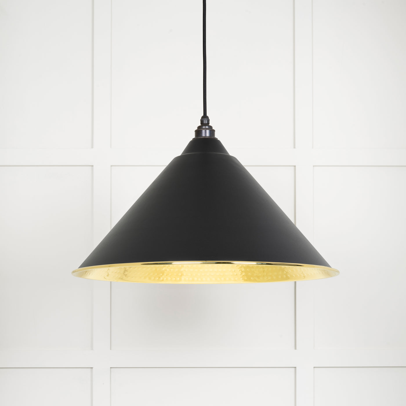 From The Anvil 49523EB - Hammered Brass Hockley Pendant in Elan Black  #finish_elan-black