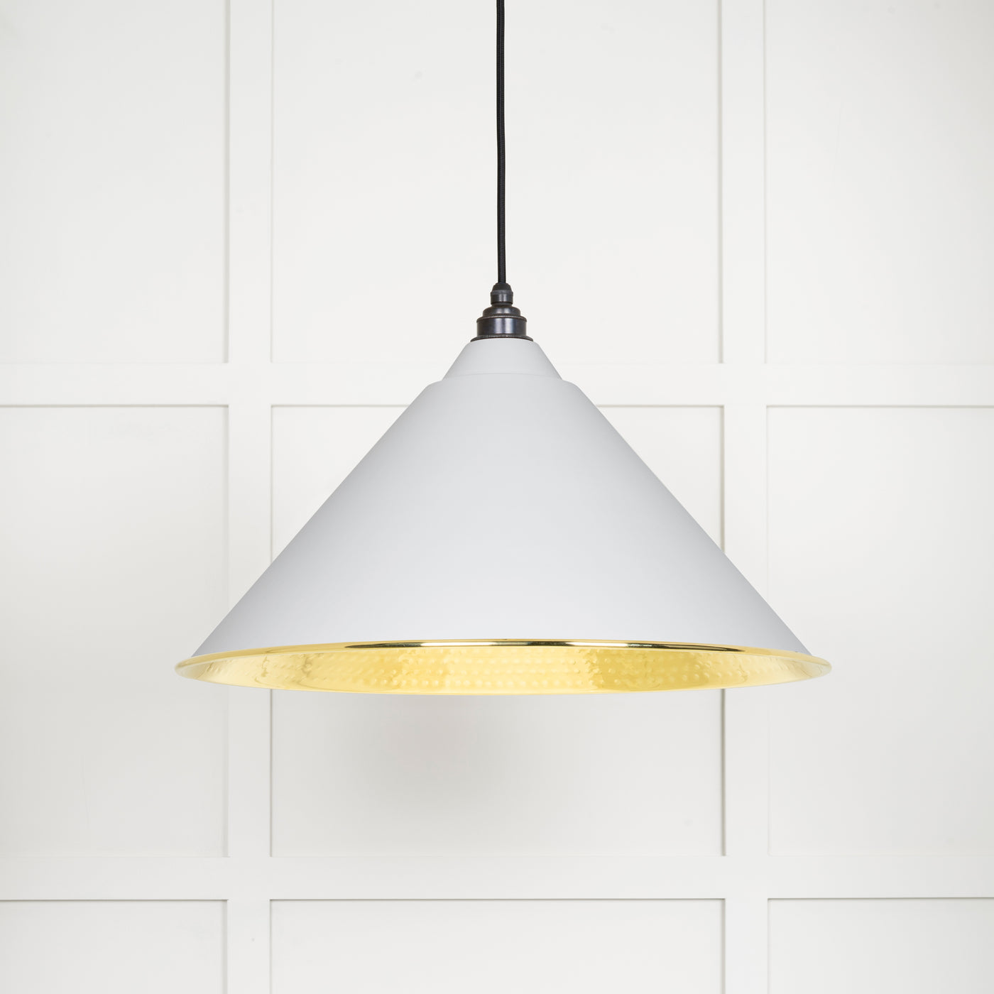 From The Anvil 49523F - Hammered Brass Hockley Pendant in Flock  #finish_flock