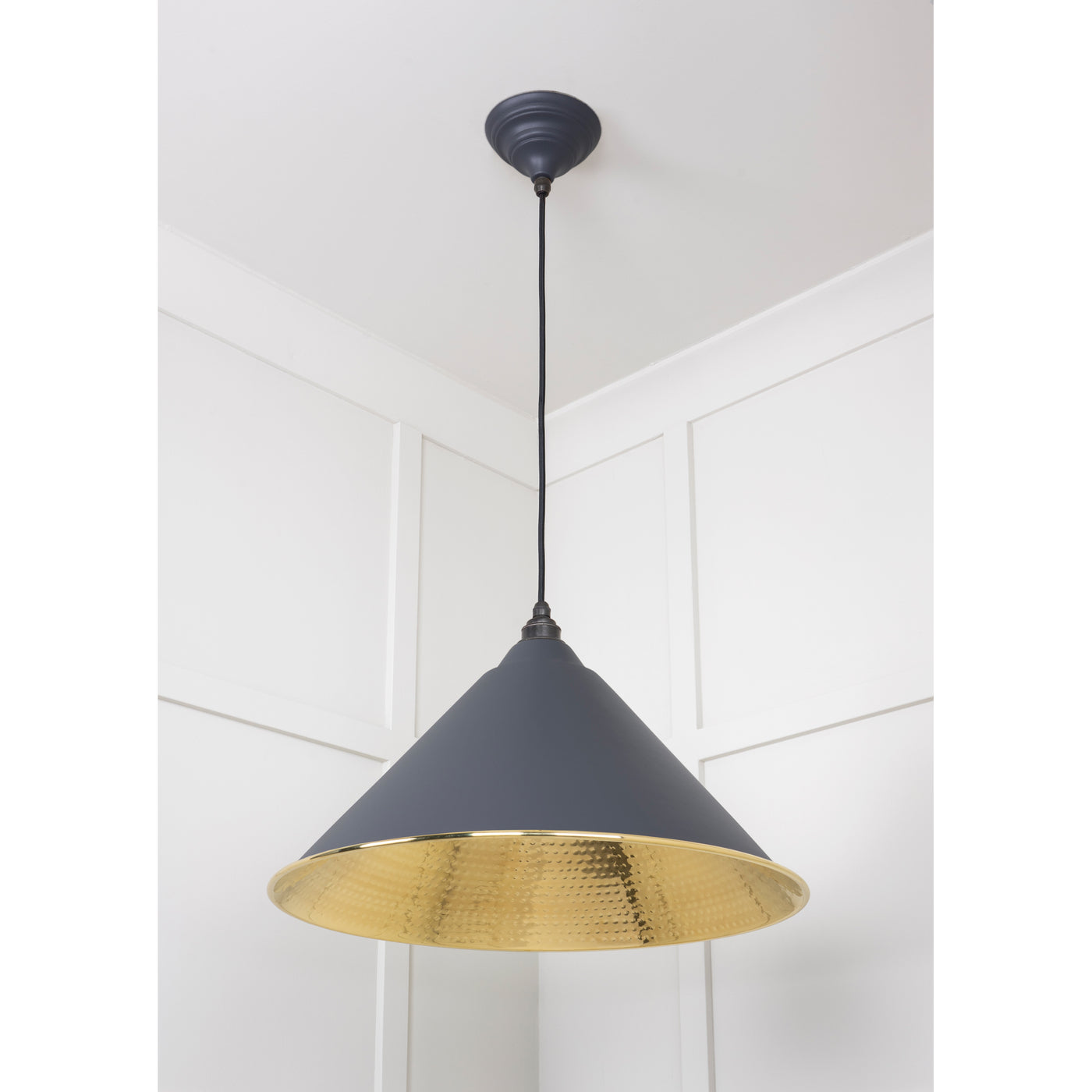 From The Anvil 49523SL - Hammered Brass Hockley Pendant in Slate #finish_slate